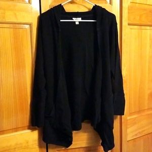 Hood/Pockets Black Cardigan